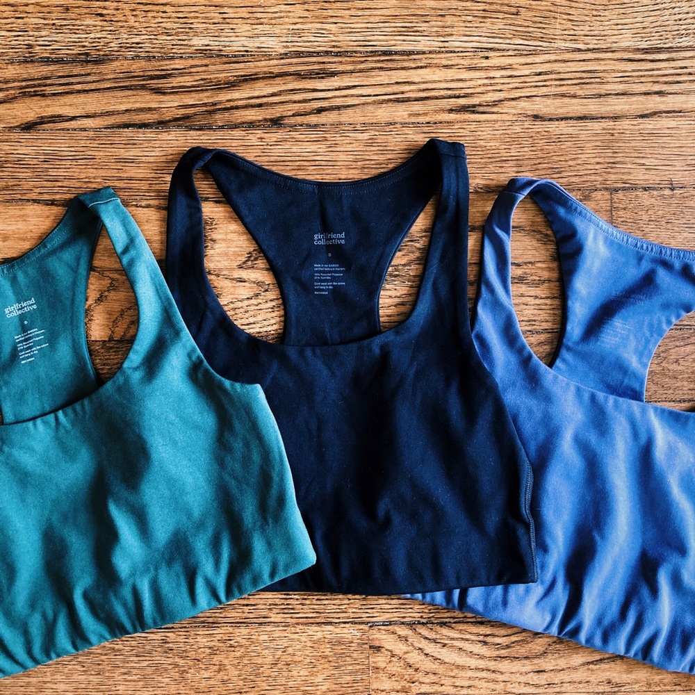 NWOT THREE Girlfriend Collective Paloma Racerback Bras